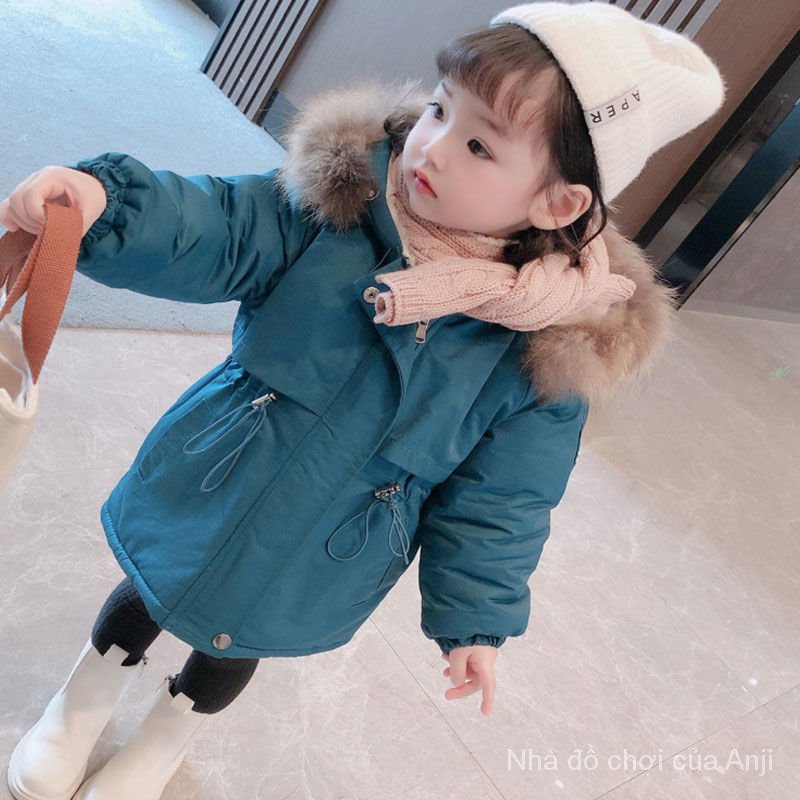 Girls Long Warm Cotton Children Thick Velvet Baby Girl Pike Clothing Winter Coat
