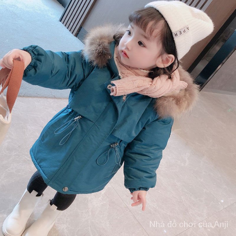 Girls Long Warm Cotton Children Thick Velvet Baby Girl Pike Clothing Winter Coat