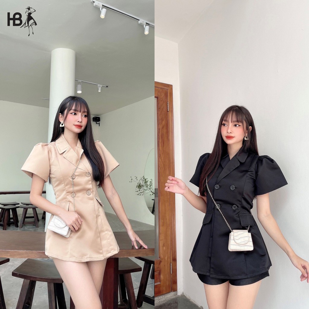Áo vest blazer tay phồng kèm quần sort ngắn HB S056