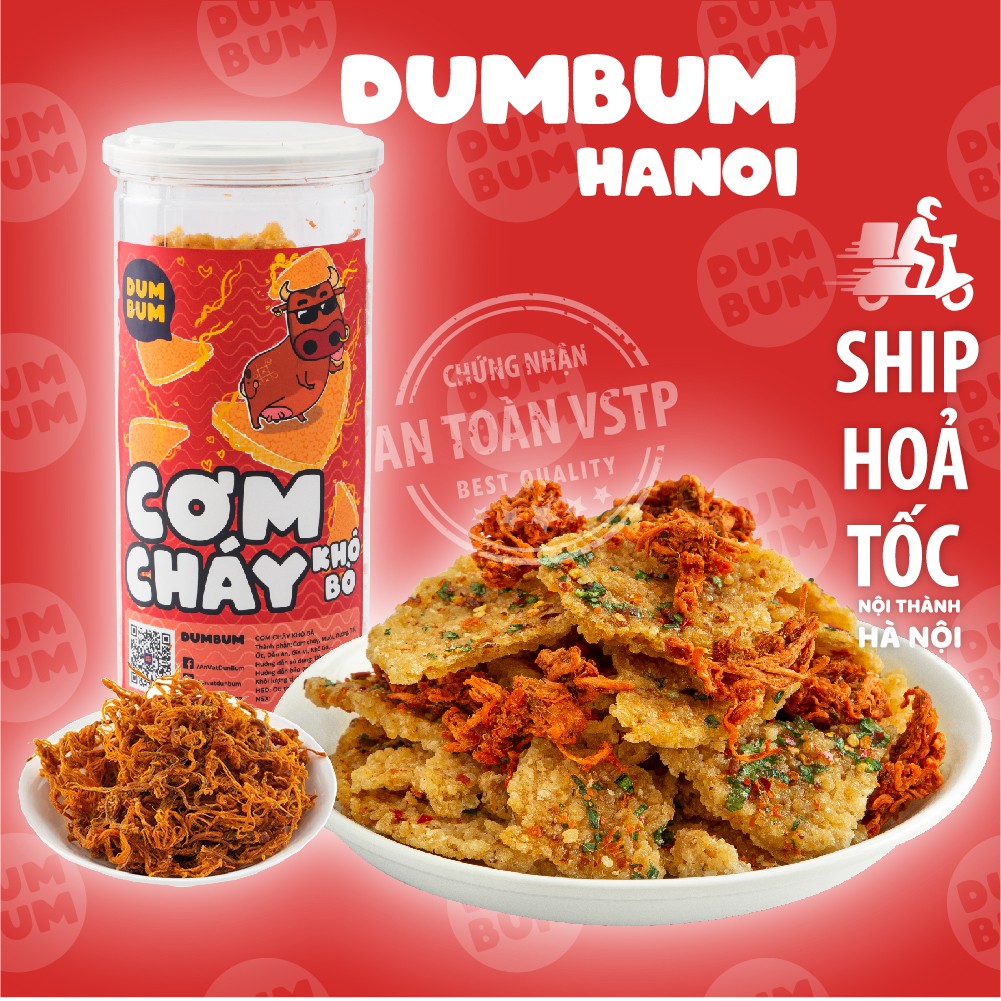 Cơm cháy lắc khô bò 300g DumBum đồ ăn vặt Hà Nội vừa ngon vừa rẻ