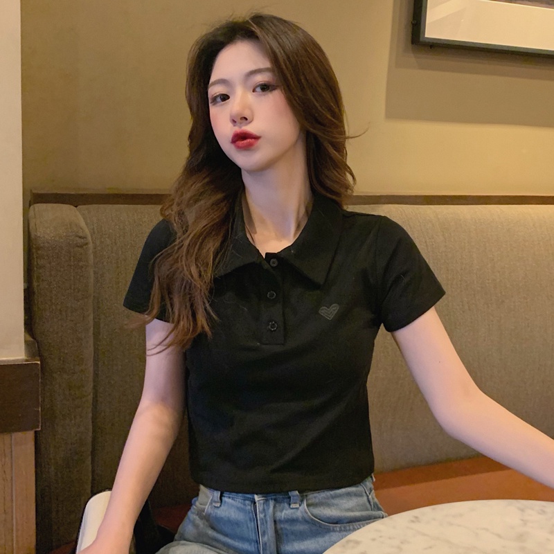 SUXI Áo polo Tay Ngắn Cổ POLO Màu Sắc Đơn Giản Thời Trang Mùa Hè Dành Cho Nữ