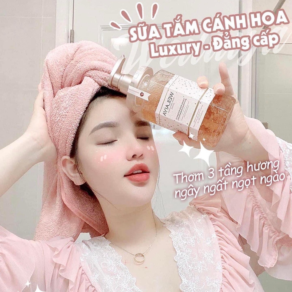 Sữa tắm nước hoa Weilaiya chính hãng cánh hoa hồng Damask 450ml