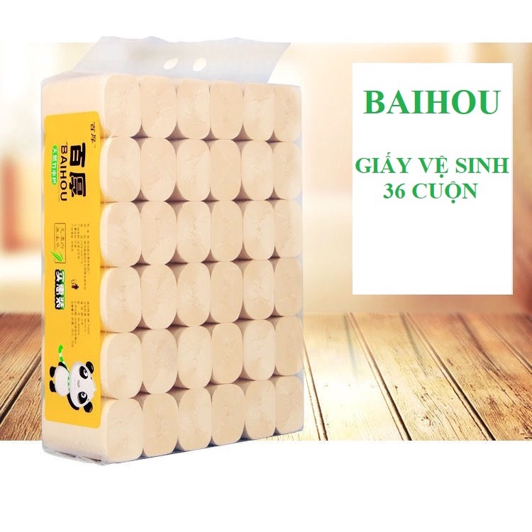 BỊCH 36 CUỘN 2.9 KG GIẤY VỆ SINH GẤU TRÚC BAIHOU NỘI ĐỊA TRUNG