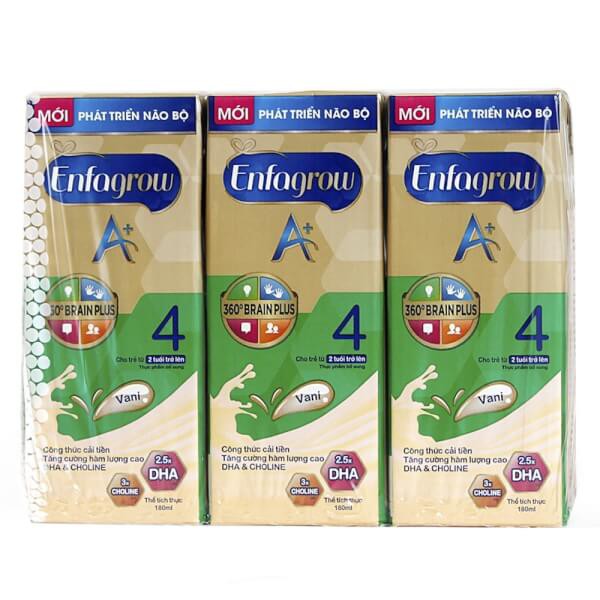 Lốc 3 Hộp Sữa bột pha sẵn Enfagrow A+ 4 hương Vani 180ml (cho bé trên 2 tuổi) - HSD luôn mới