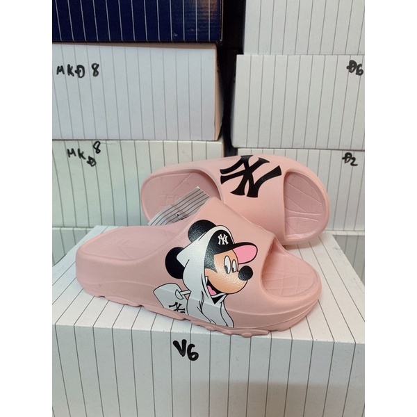 Dép M.L.B Ny mickey dép quai ngang nam nữ trắng đen dép bánh mỳ