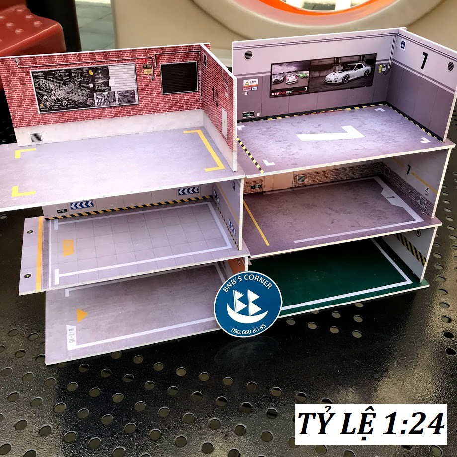 Gara trưng bày bằng formex dành cho mô hình xe 1:24 - Phông nền phối cảnh