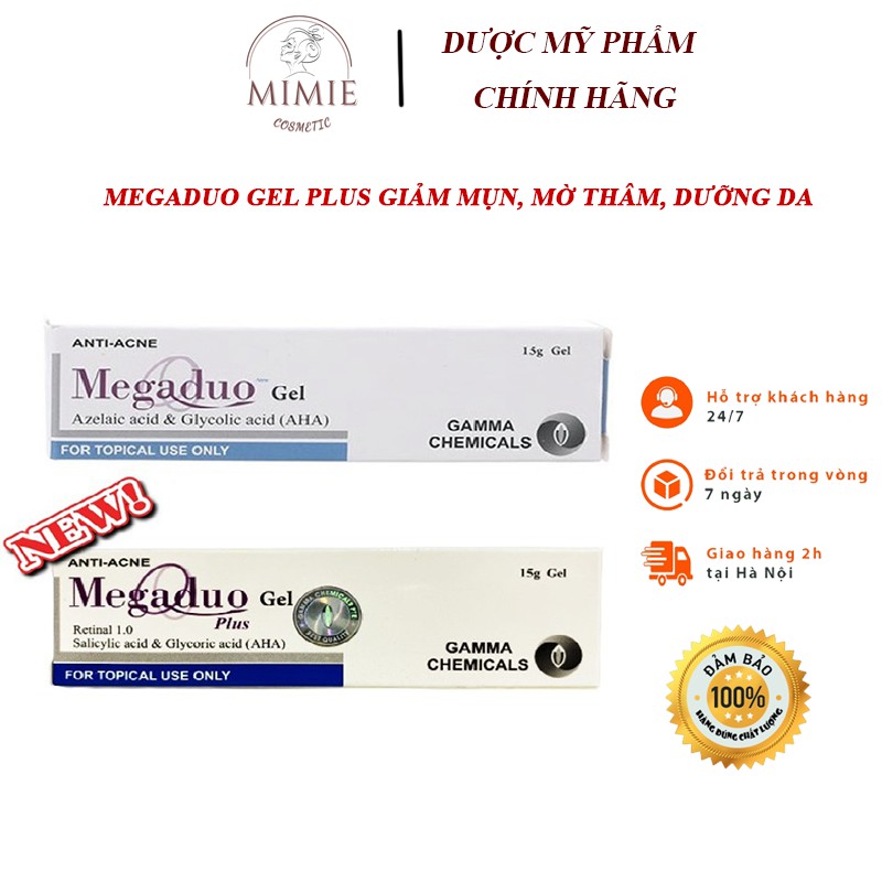 [CHÍNH HÃNG] Megaduo/ Megaduo Plus gel - Giảm mụn, Giảm thâm, Dưỡng da - Bản thường AHA và Retinol 1.0 tuýp 15g