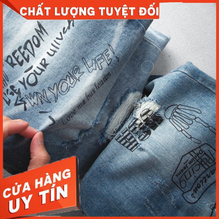 Quần Short Jean Nam ZARA hàng VNXK form slim ngang gối rách