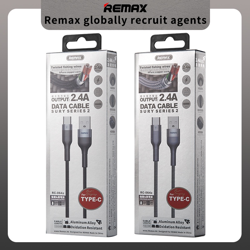 Cáp Sạc Type C Remax RC-064a Dùng Cho Điện Thoại Có Cổng Type C Dòng Sạc Tối Đa 2.4A Truyền Dữ Liệu Dài 1M