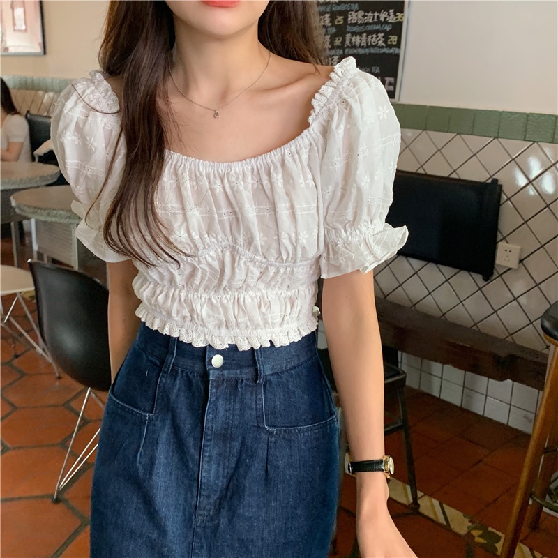 Áo sơ mi SUXI cotton màu trơn ôm dáng dễ thương thời trang mùa hè cho nữ