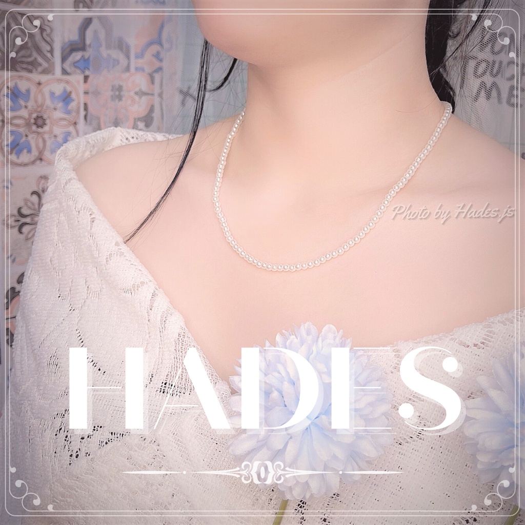 Vòng cổ ngọc trai nhân tạo nữ tính - dây chuyền thời trang phong cách retro cổ điển Hades.js
