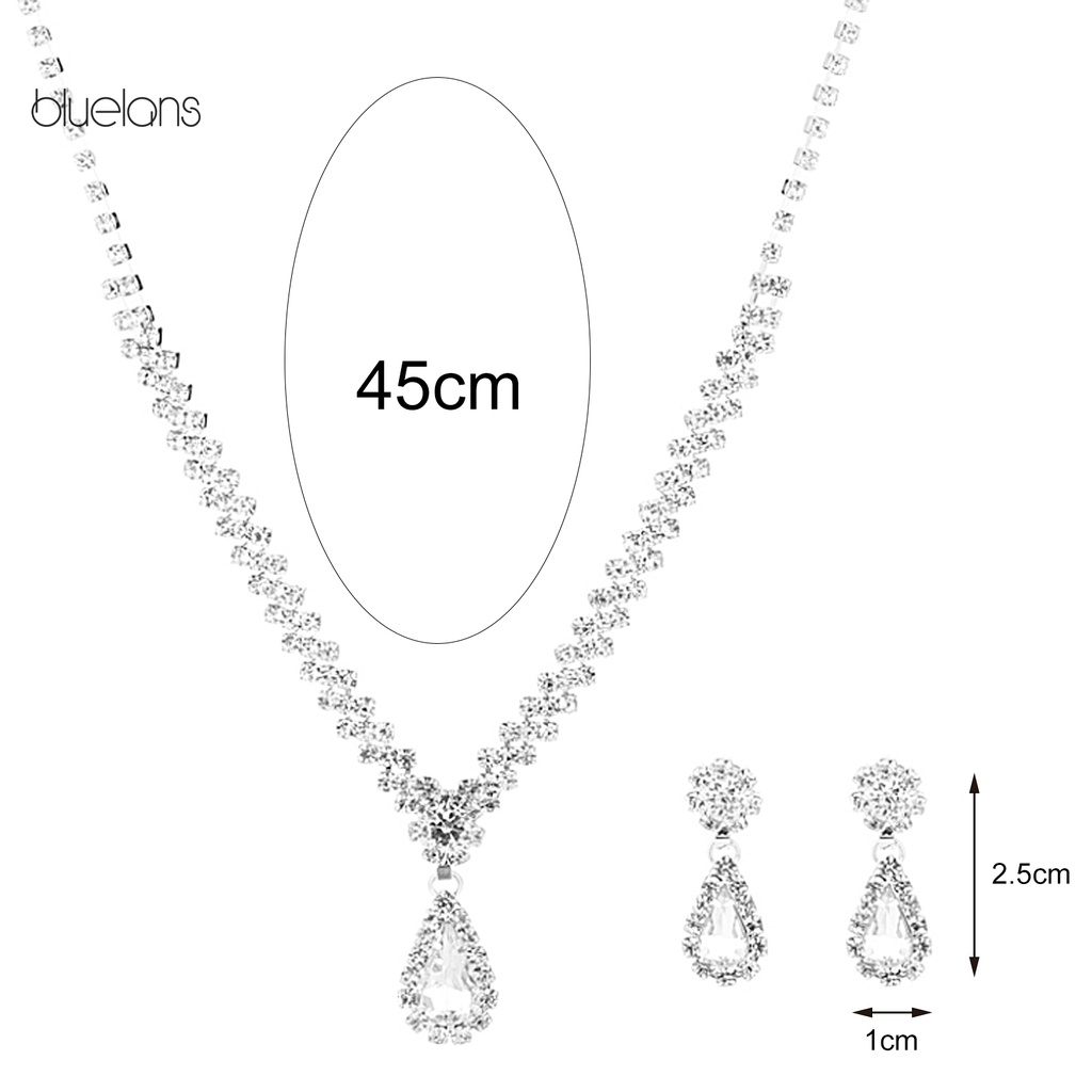 Bộ Dây Chuyền + Bông Tai Đính Đá Lấp Lánh Sang Trọng Cho Nữ