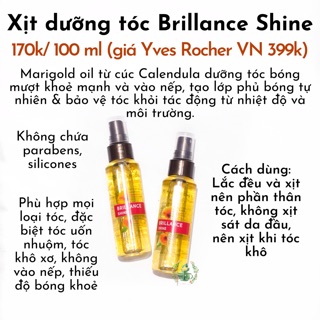 Xịt dưỡng bóng tóc Brillance shine Yves Rocher (date tháng 1/2021)