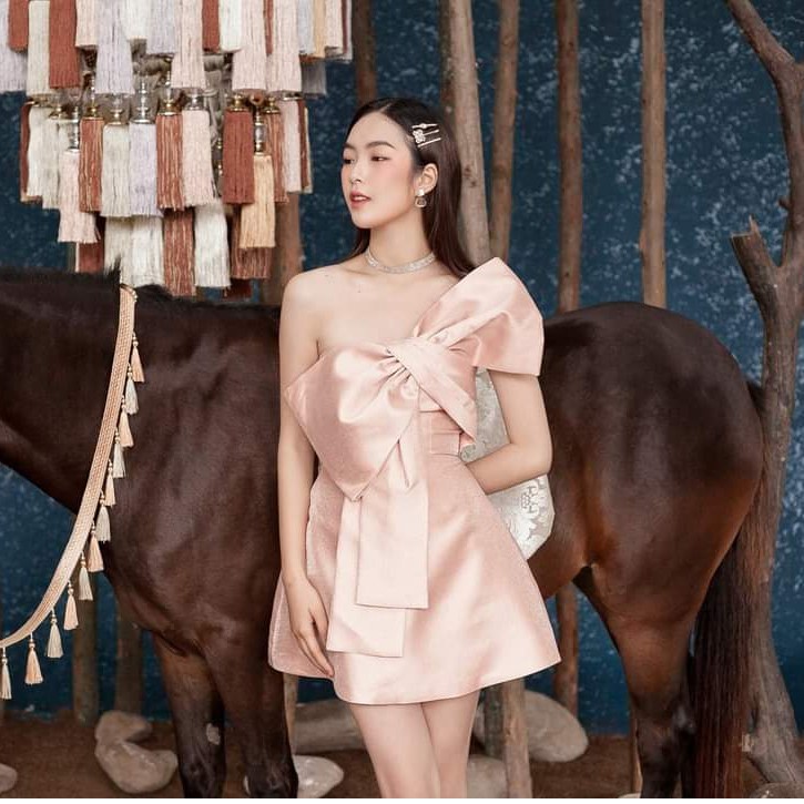 Đầm dự tiệc cúp ngực dáng xòe đính nơ sang trọng | BigBuy360 - bigbuy360.vn