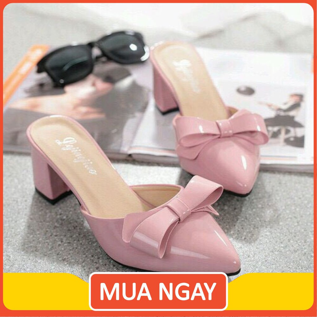 Guốc Da Bóng Hở Gót Hot Hit Mã TH_G7
