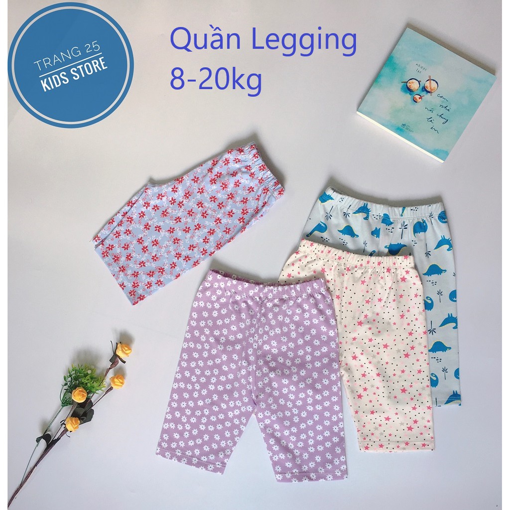 Quần Legging Lửng Bé Gái 1 tuổi-5 tuổi  Họa Tiết Hoa Nhí, Quần Ôm Dáng Lửng Size 8kg-20kg