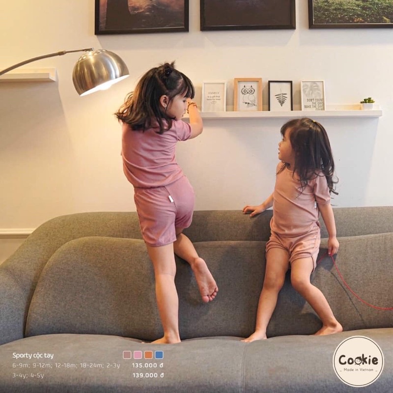 Bộ Cộc Tay Cookie Cotton Tăm Mềm,Mát Cho Bé