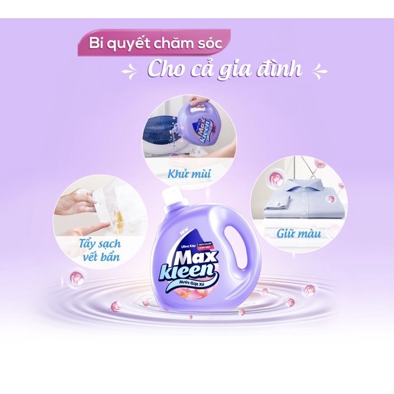 Chai Nước Giặt Xả MaxKleen Sạch Khuẩn Thơm Mềm