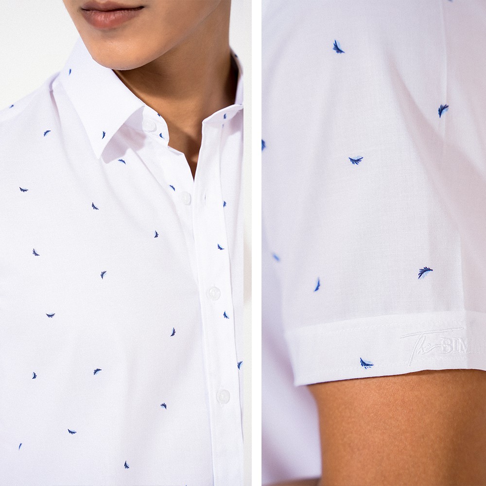 Áo sơ mi nam trắng công sở ngắn tay Biman by Biluxury form vừa bodyfit vải cotton thoáng mát 4SMCH011TRT | BigBuy360 - bigbuy360.vn