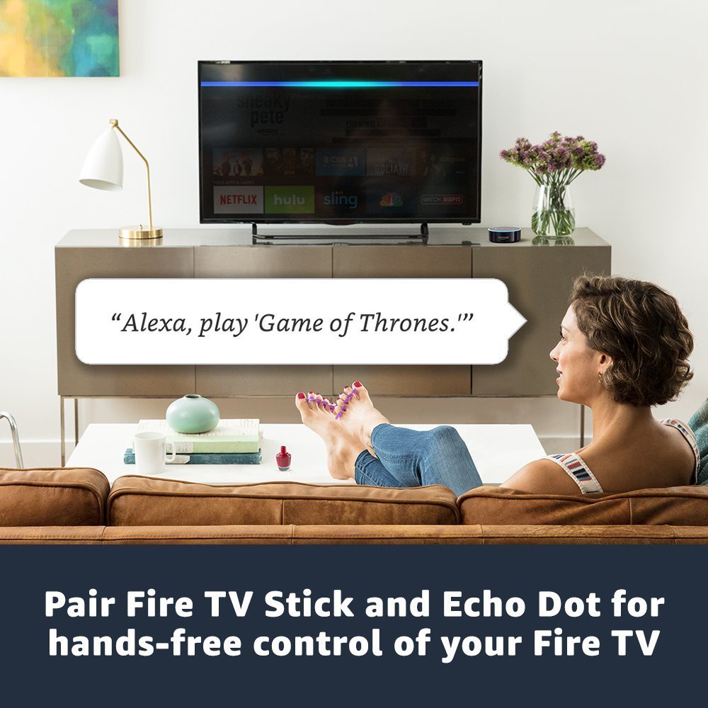 Amazon Fire TV Stick - Thiết bị trình chiếu TV kèm Điều khiển giọng nói Alexa