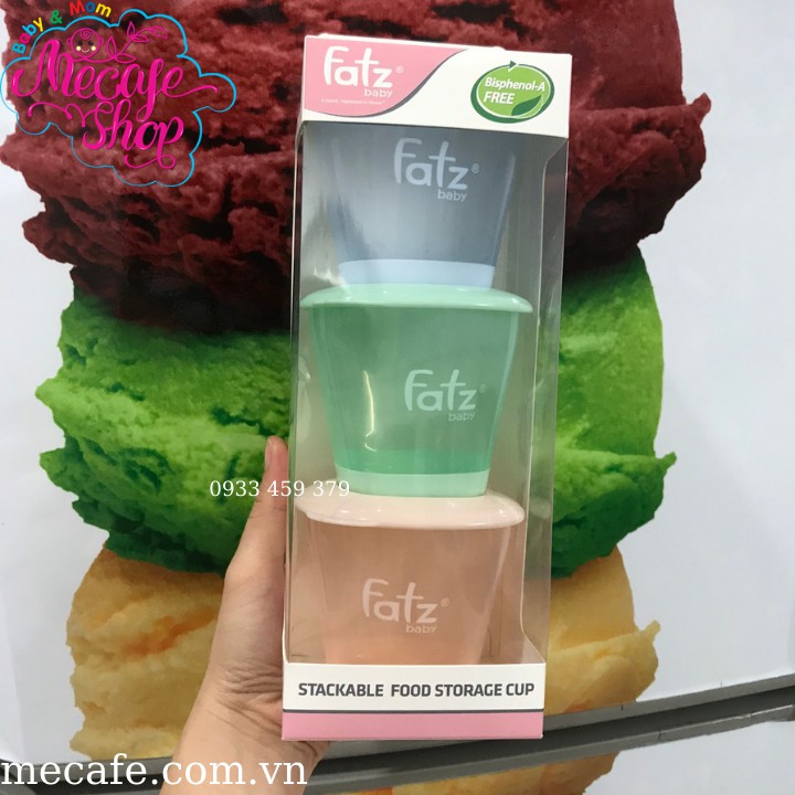 (Loại tốt) Bộ 3 cốc trữ thức ăn dặm cho bé 150ml FATZ- Thái Lan