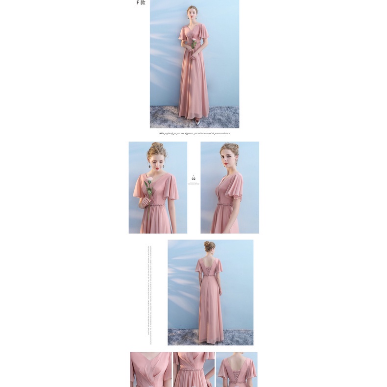 Đầm Maxi Vải Voan Màu Hồng Thời Trang Sang Trọng Cho Phù Dâu