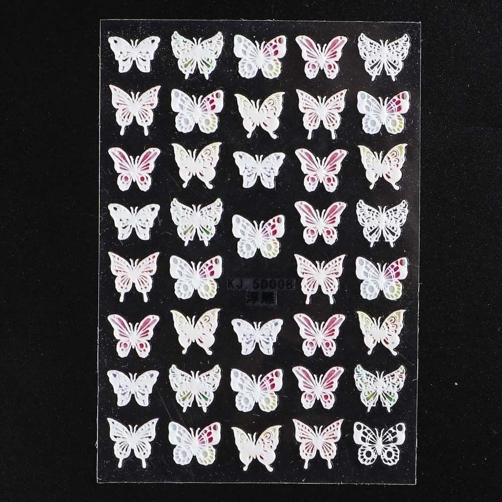 Miếng Dán Trang Trí Móng Tay Tự Dính Họa Tiết Bướm Nhiều Màu Sắc