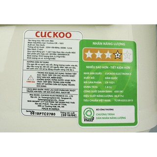 Nồi cơm điện Cuckoo CR-1021  ( mới 💯% )
