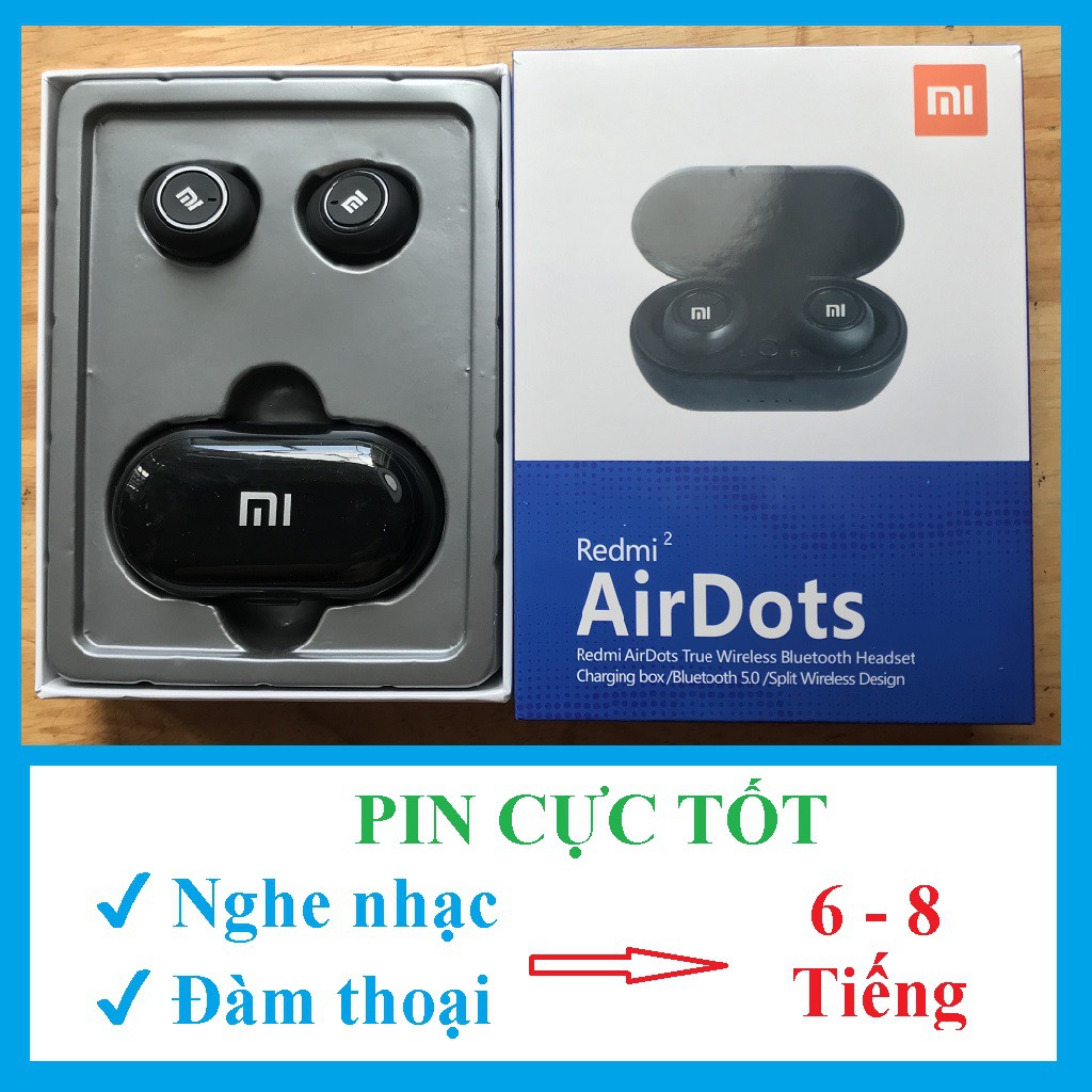 Tai nghe bluetooth Xiaomi - Airdots redmi 2 - bluetoth Thể thao -Bass cực hay⚡