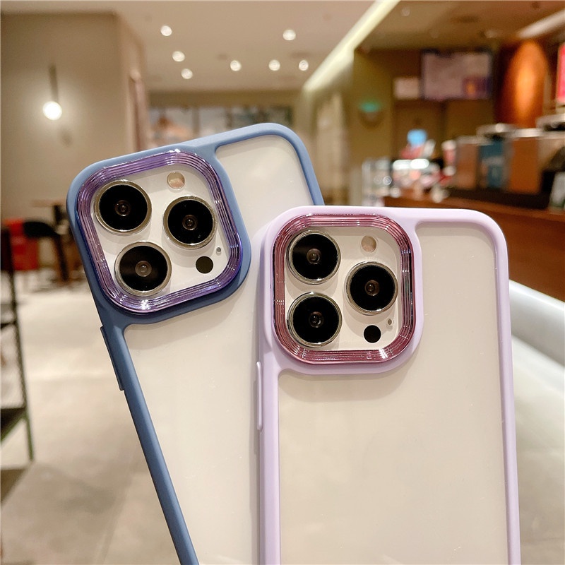Ốp Điện Thoại Silicon Acrylic Cứng Trong Suốt Chống Sốc Mạ Viền Sang Trọng Dành Cho iPhone 13 12 11 Pro Max X XS XR
