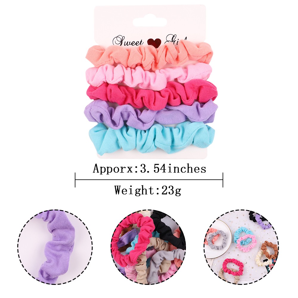 Set 5 dây cột tóc KIDSBOWS màu trơn cho nữ