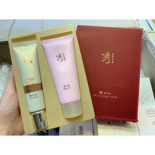 Sét kem chống nắng và sữa rửa mặt Sooryehan Hyo Bidam Cover Sun Cream SPF50+, PA++++ 60ml