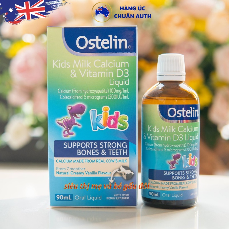Canxi Ostelin dạng nước cho bé Ostelin Kids Milk Calcium & Vitamin D3 Liquid 90mL