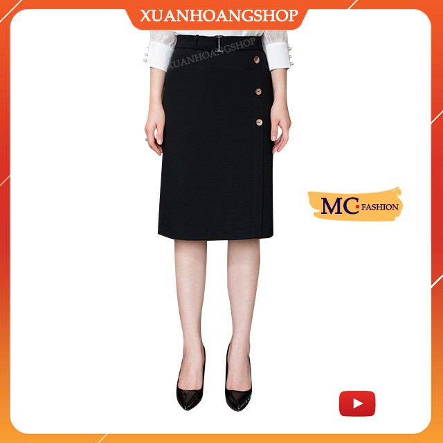 Chân Váy Chữ A Dài, Kiểu Dáng Công Sở, Qua Gối, Lưng Cạp Cao, Màu Đen, Đẹp, Mc Fashion Cv0443