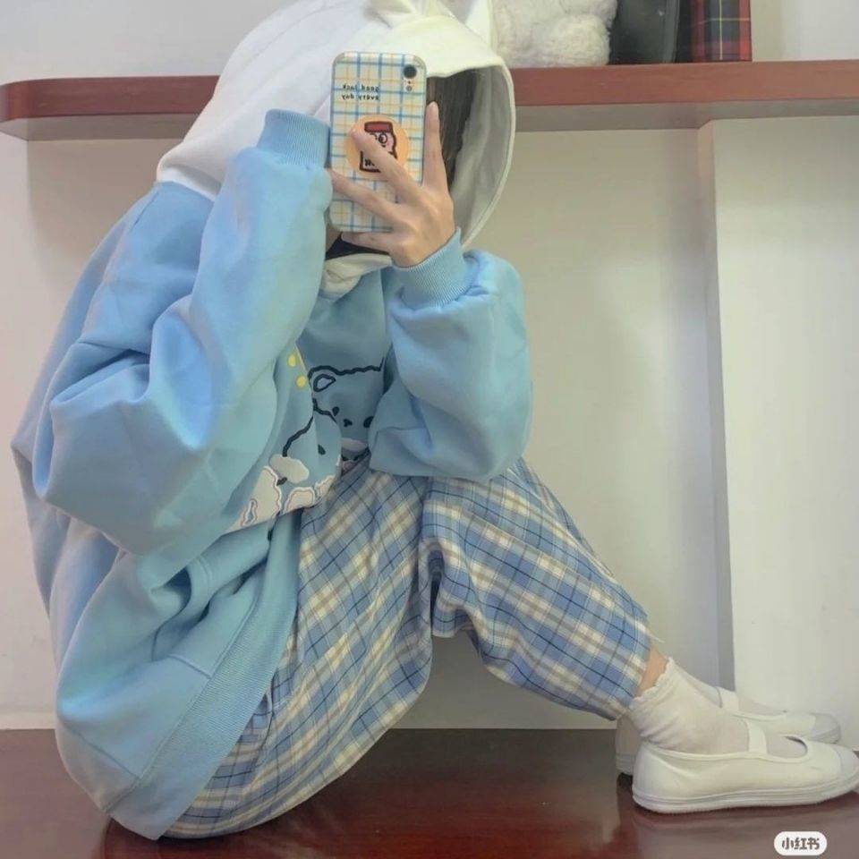 Áo Hoodie Tai Thỏ Phong Cách Nhật Bản Xinh Xắn Cho Nữ