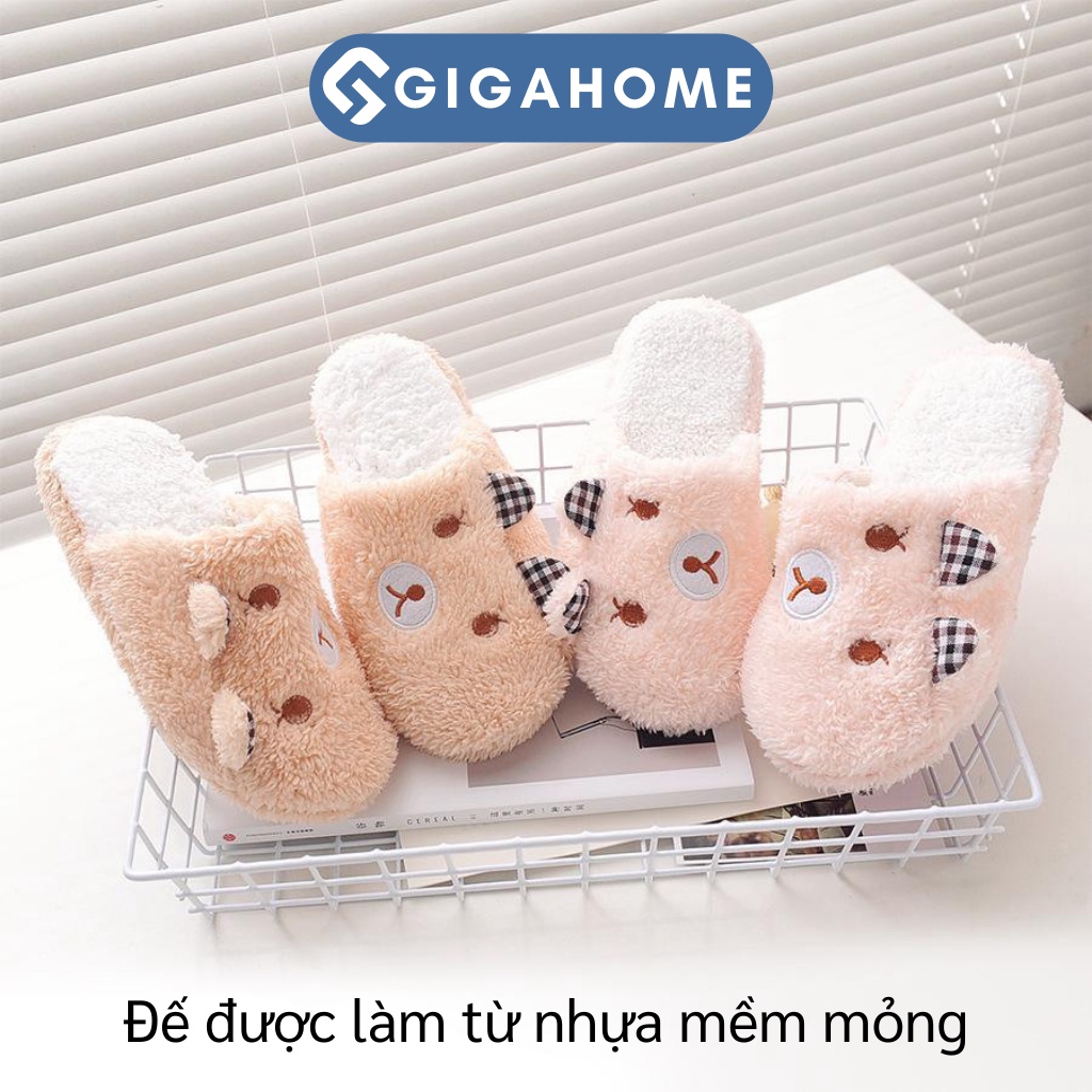 Dép Bông Đi Trong Nhà GIGAHOME Hình Gấu Đáng Yêu, Giữ Ấm Đôi Chân 3622