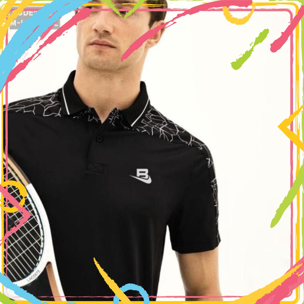 tuan00005 Áo thun nam cotton cổ bẻ in họa tiết màu đen, trắng (size M->XXL) 126 tuan00005