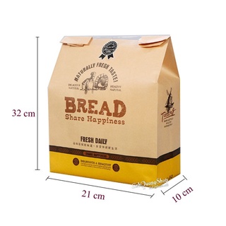 Túi bánh mỳ BREAD vàng NGANG/DỌC 100c