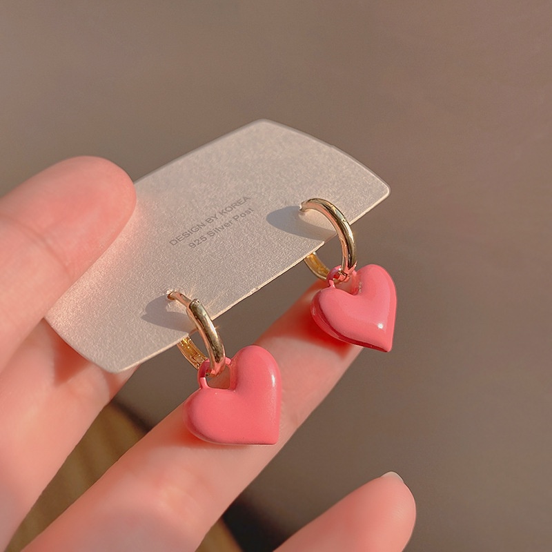 Khuyên Tai Hình Trái Tim Phong Cách Ngọt Ngào Thời Trang Hàn Quốc Cho Nữ