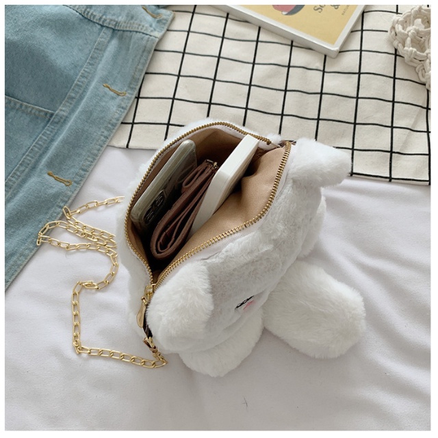 Túi đeo chéo bằng nhung mềm mại hình mèo xinh xắn cho bé gái và các bạn nữ dễ thương A1611