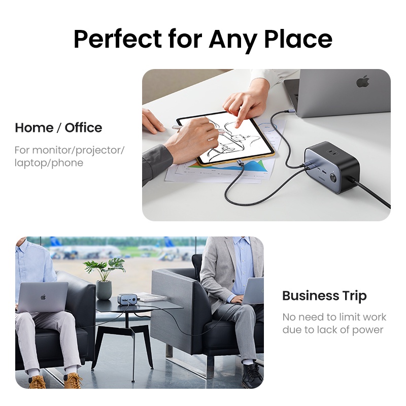 Củ sạc UGREEN 100W USB C 7 trong 1 thích hợp cho Macbook Pro/ Air M1/ iPhone 13/ 13 Pro Max/ iPad Pro/ Galaxy S22/ S21
