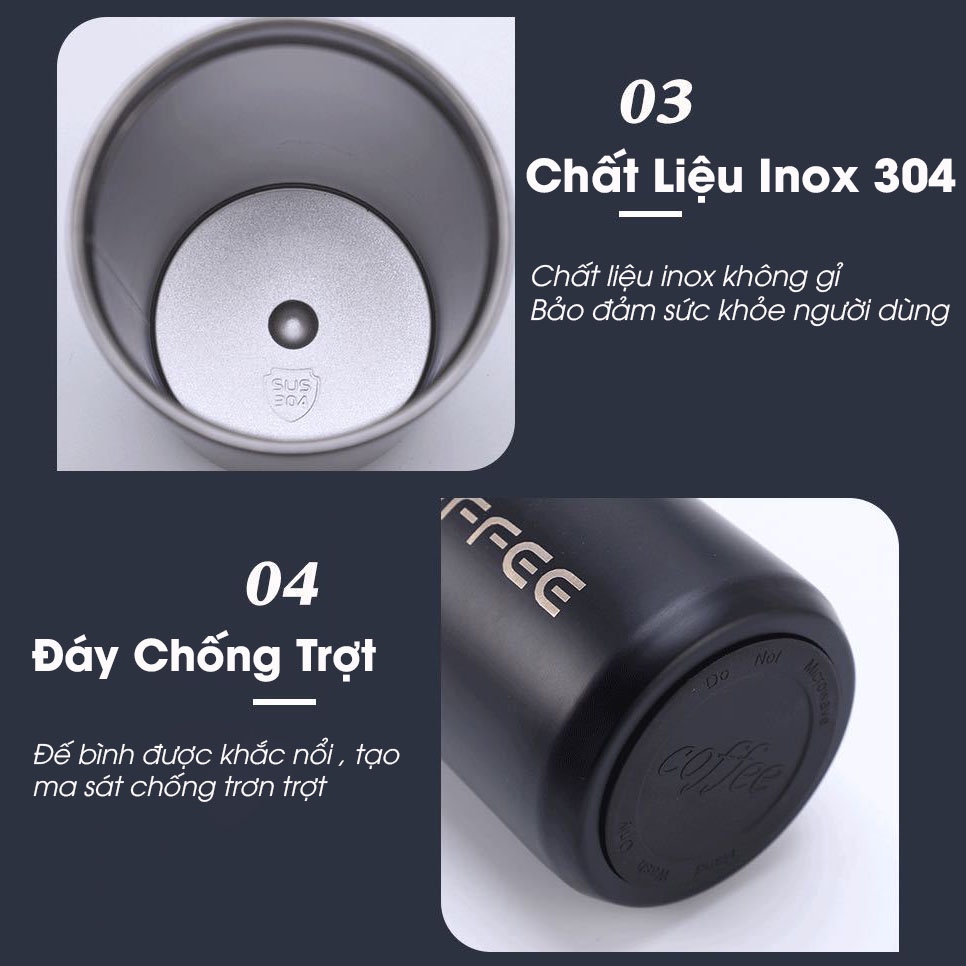 Ly GIữ Nhiệt Coffee Đa Năng Trụ Tròn FANTASTIC - Bình Giữ Nhiệt Dung Tích 400ml
