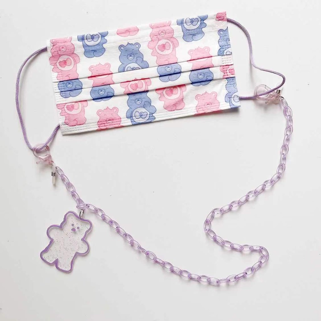 Dây Đeo Mặt Nạ acrylic Màu Kẹo Hình Gấu Hoạt Hình Sáng Tạo