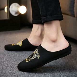 Dép sục nam da lộn thêu