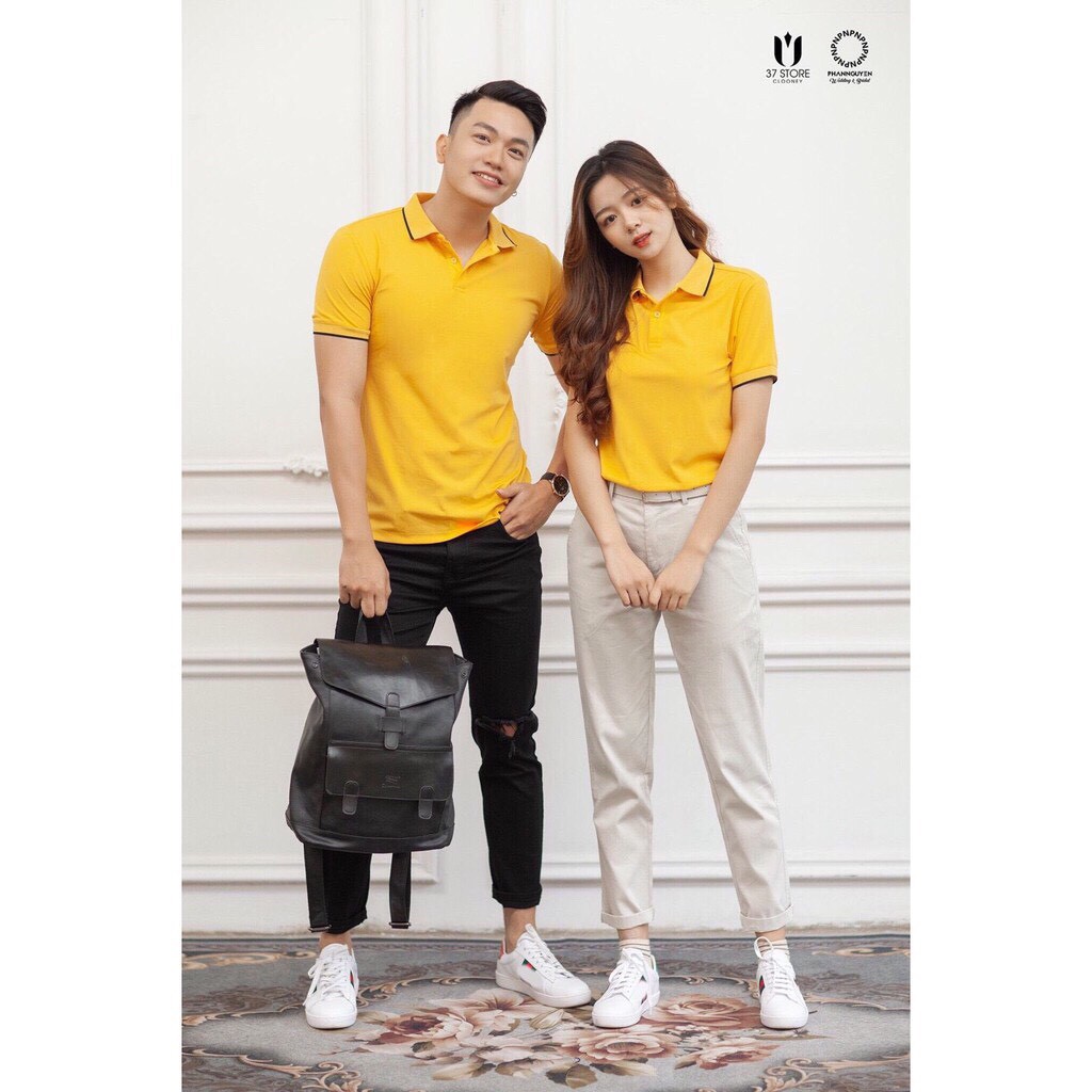 Áo polo nam nữ, áo phông nam cổ bẻ phối viền dệt sợi cotton cao cấp | BigBuy360 - bigbuy360.vn