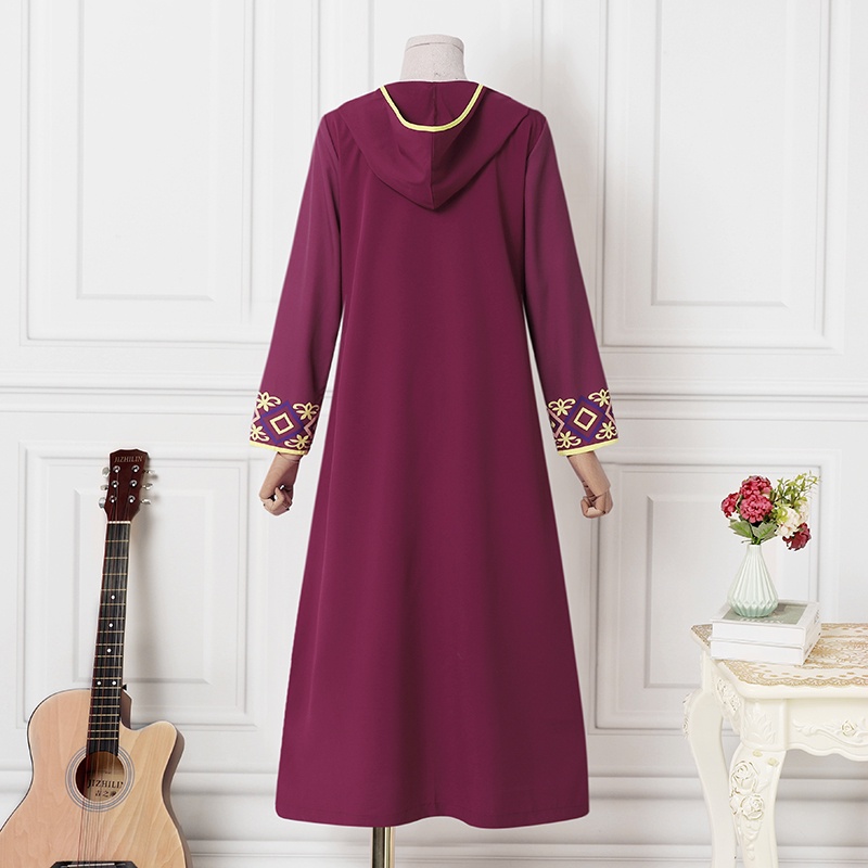 Đầm dài Zanzea có mũ trùm đầu phong cách vintage thời trang cho nữ