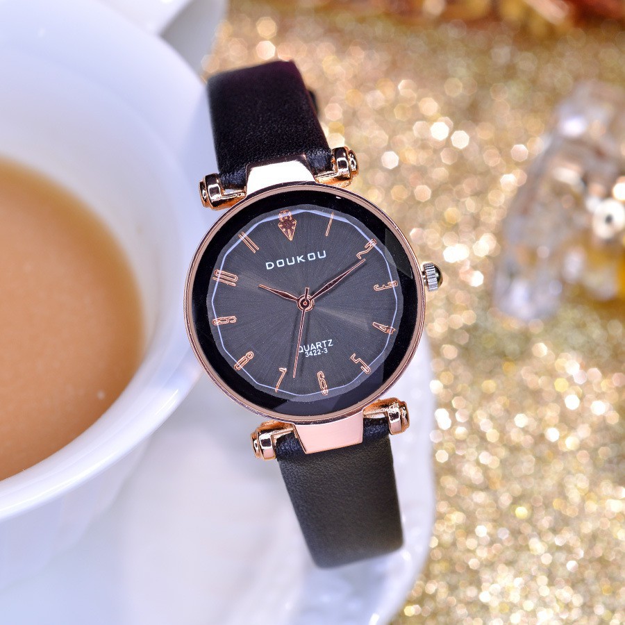 Đồng hồ nữ DOUKOU 71845 mặt vát 3D dây da mềm Bán lẻ giá sỉ