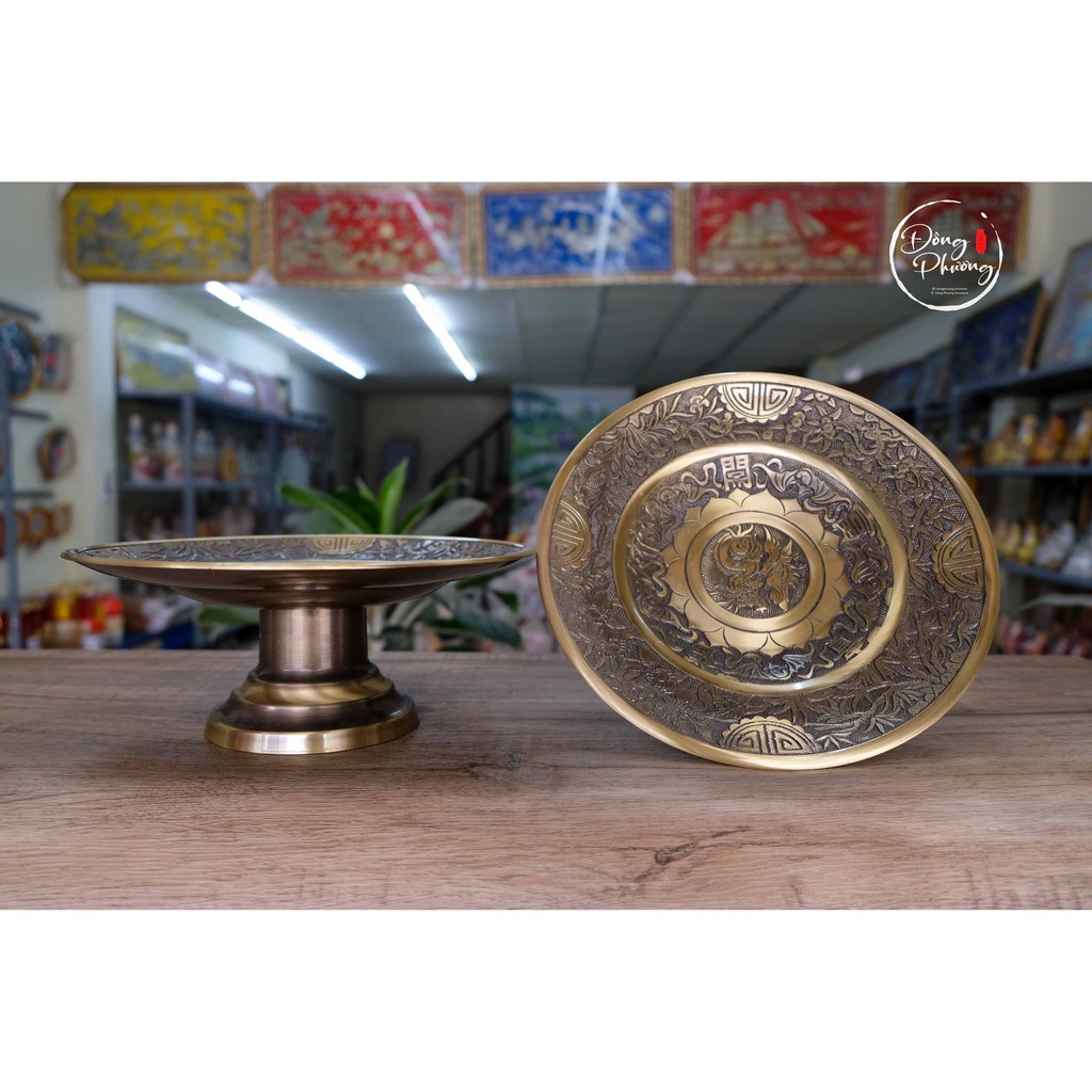 ĐĨA ĐỒNG THỜ CÚNG LONG PHỤNG DÙNG TRONG THỜ CÚNG TỔ TIÊN - GIA TIÊN