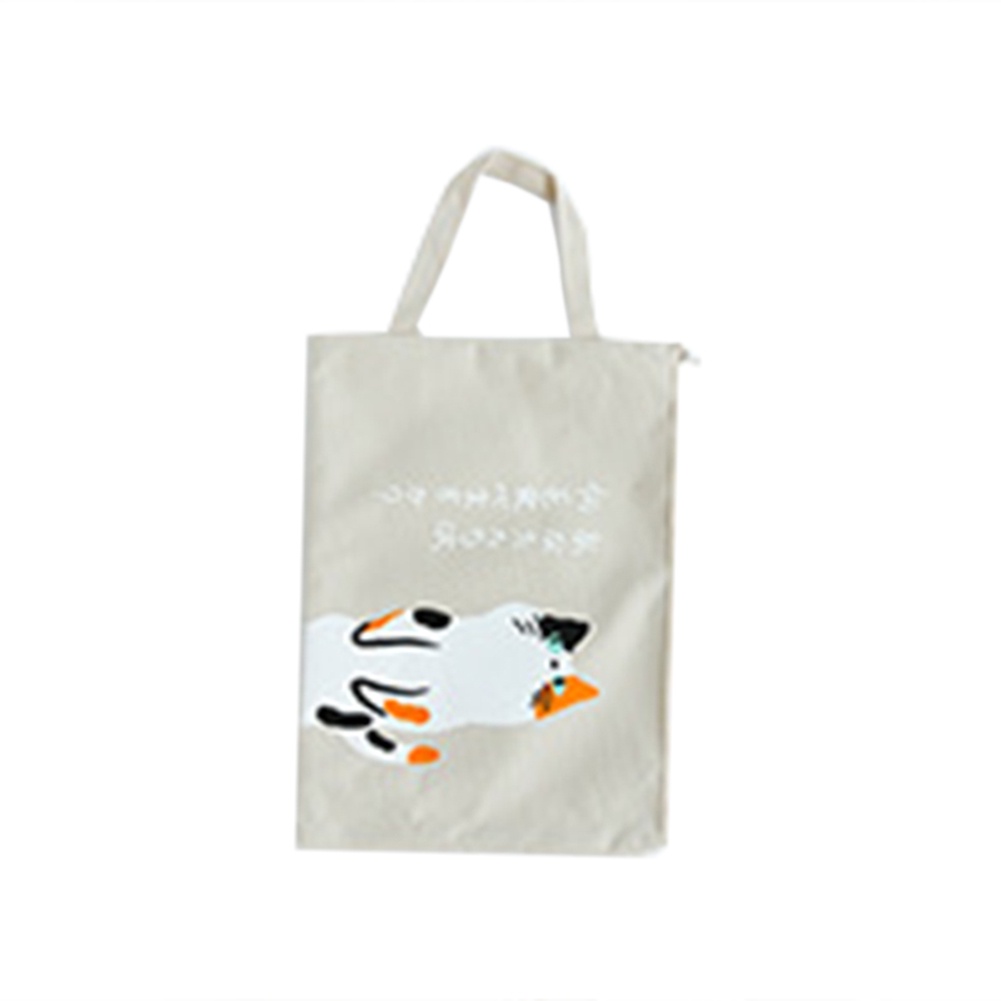 Túi Đựng Tài Liệu Khổ A4 Bằng Vải Canvas Có Khóa Kéo Gắn Tường Họa Tiết Mèo Hoạt Hình Dễ Thương Jp5