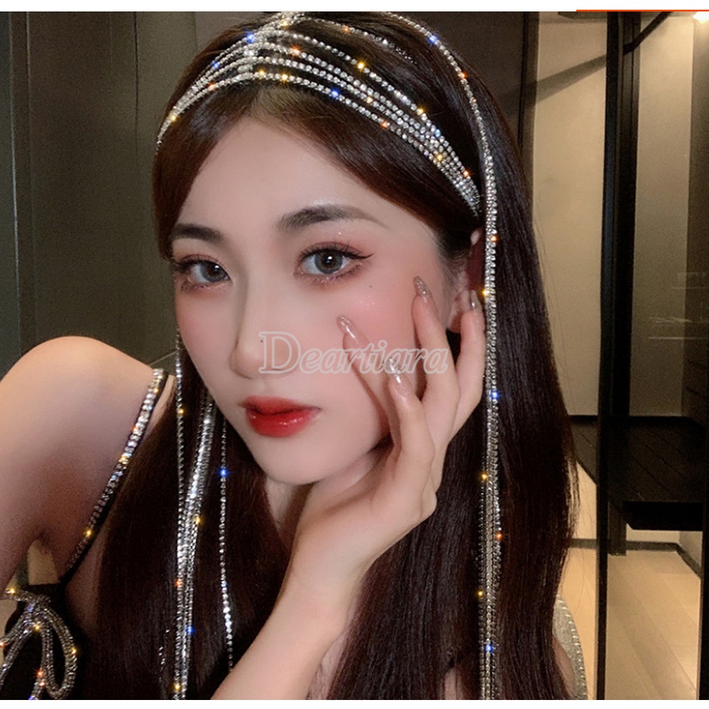Phụ kiện cài tóc tua rua đính đá giả lấp lánh thời trang cho nữ